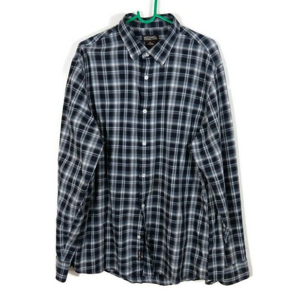 Michael Kors Other - Michael Kors Men's Plaid Button Up Shirt Cotton Long Sleeve Black/Blue Size XL